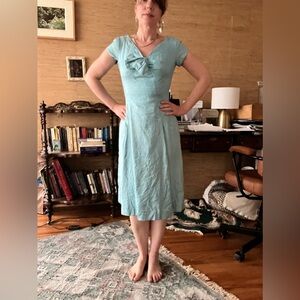 Vintage Foster’s Of Course! 1950s Baby Blue Silk Cocktail Dress